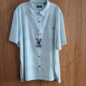 Green Casual Button Down Shirt Short Sleeve